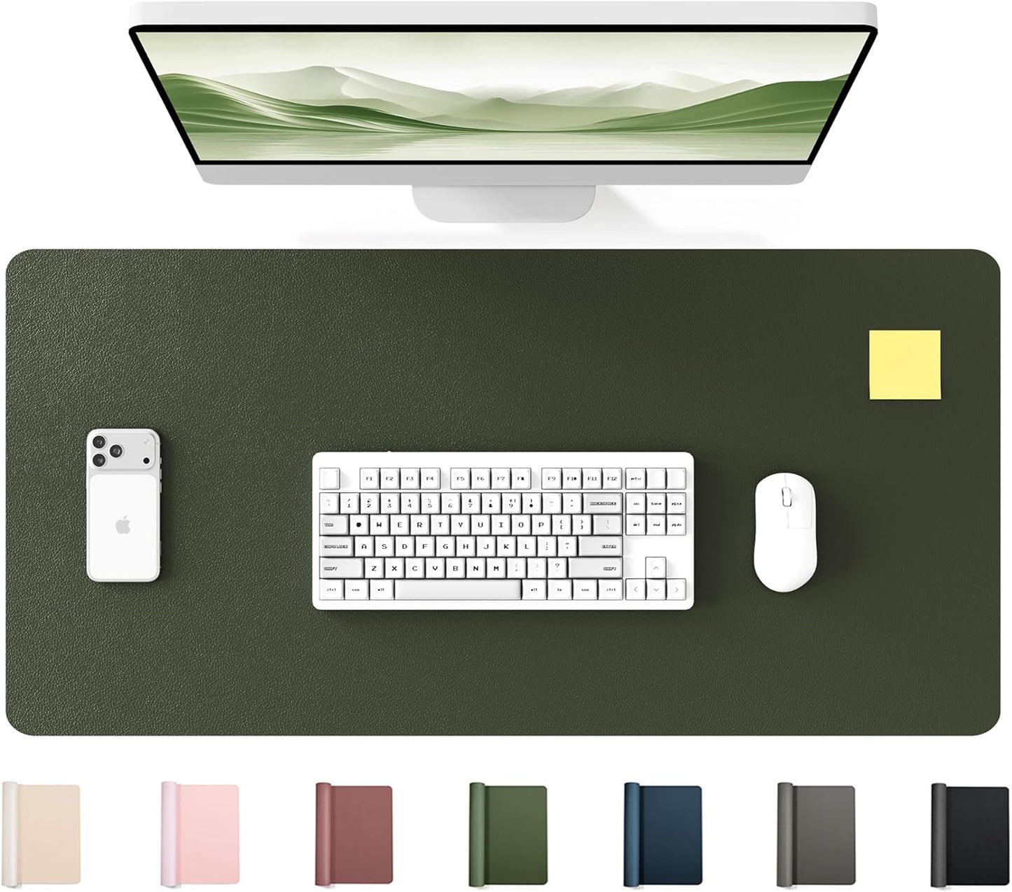 YSAGi 35.4" x 17" Large PU Leather Desk Mat for Keyboard and Mouse - Waterproof Non-Slip Desk Pad Protector for Office, Home, Writing Desk, Black