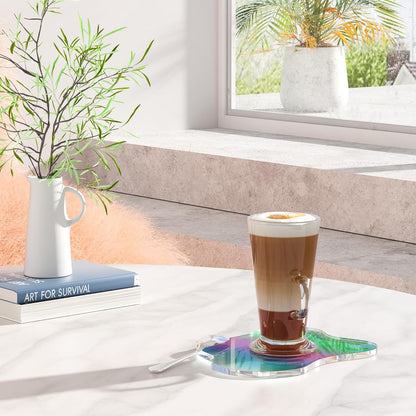 Acrylic Coaster Decorative Plates, Irregular Bar Drink Coaster, Clear Cloud Shape Coffee Cup Coaster, Perfect for Tabletop Protection and Accessories Display.(Gold)