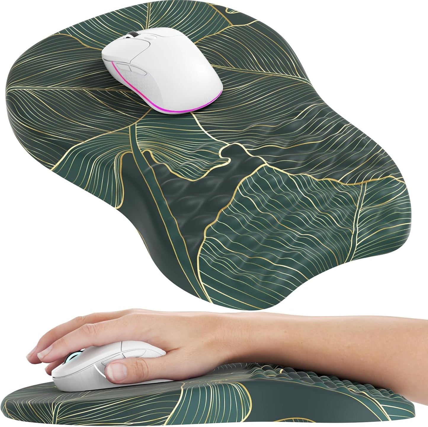 MROCO Ergonomic Mouse Pad with Wrist Support, Memory Foam Wrist Rest Mouse Pad, Non-Slip Base, Smooth Surface for Office & Home, Black