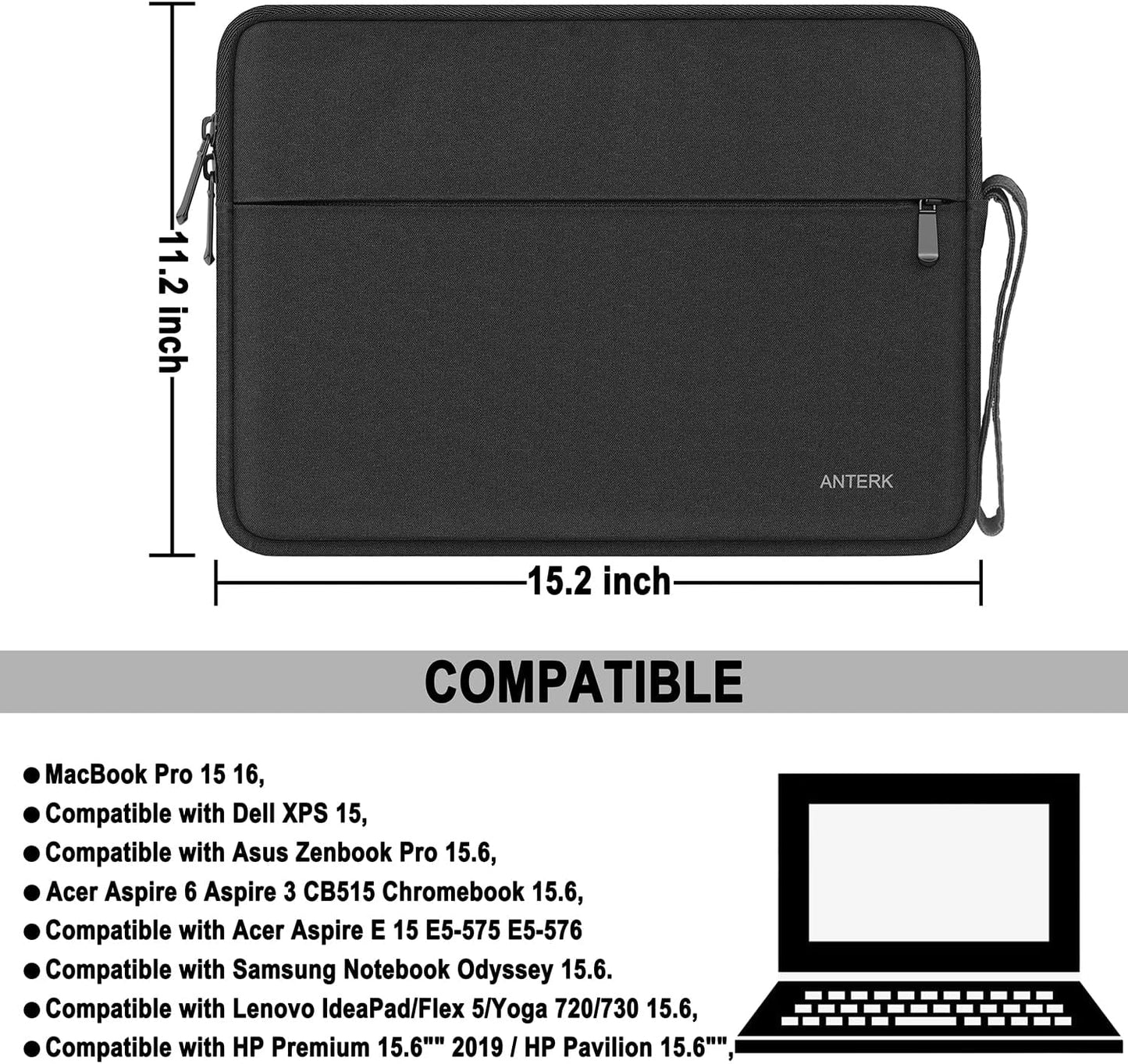 Laptop Sleeve 14 Inch, Water Resistant Traveling Computer Cover with Handle, Shockproof Protective Carrying Laptop Case Compatible for 14 Inch MacBook Air/Pro, HP, Dell, Asus, Lenovo, Black