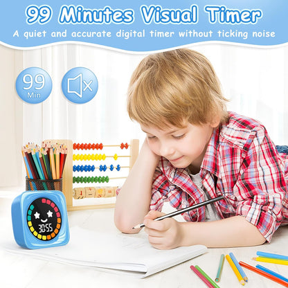 HAUKINIX 99-Minute Visual Timer with Pomodoro Timer Productivity Focus Timer Countdown Stopwatch Desk ADHD for Study, Work, Student, Procrastination, Loud Alarm/Mute/Vibration, 2 Brightness Levels