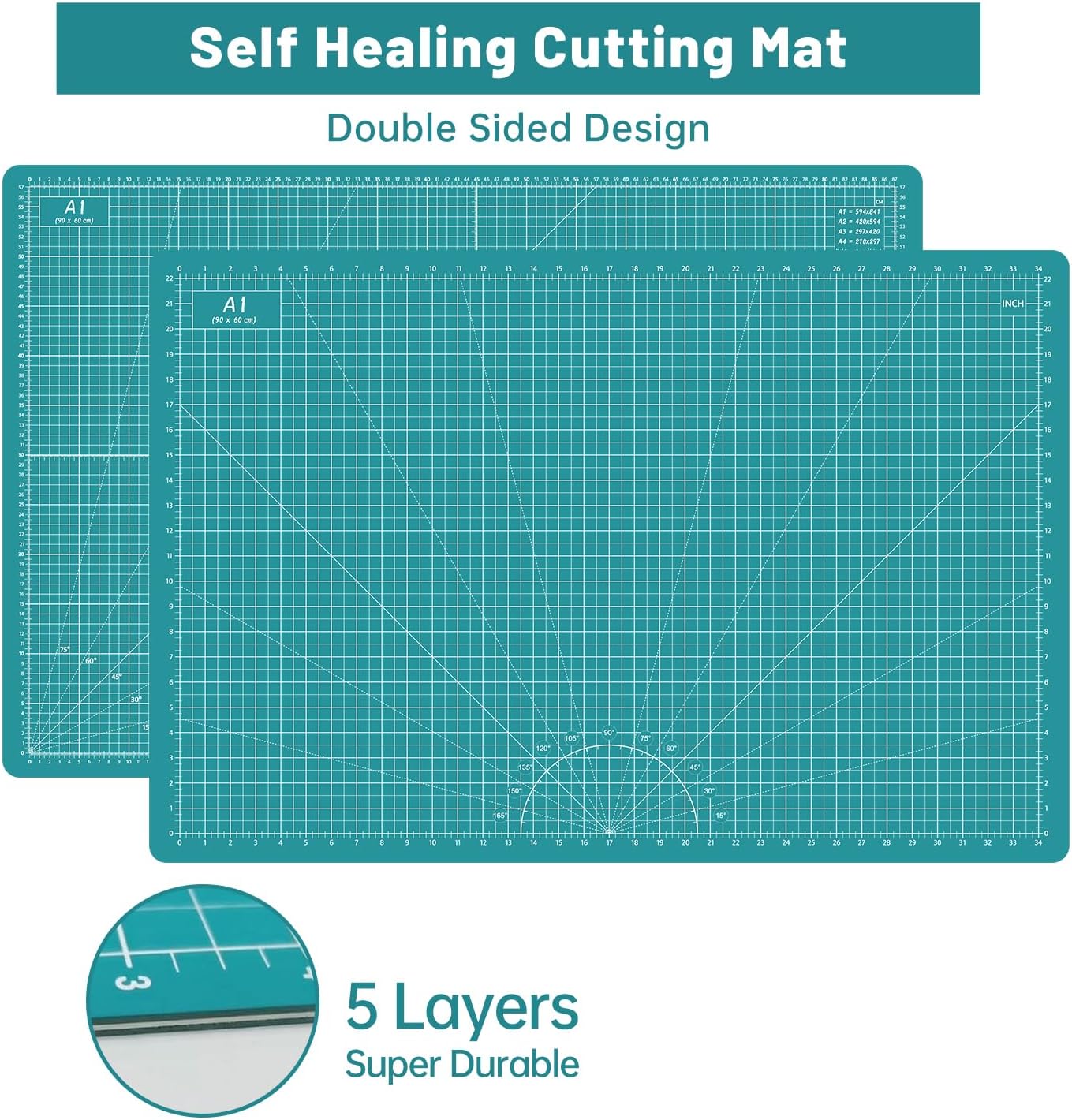 Headley Tools Rotary Cutter Set - 45mm Fabric Cutter, 5 Extra Rotary Blades, A3 Cutting Mat, Quilting Ruler and Sewing Clips, Craft Knife Set, Ideal for Crafting, Sewing, Patchworking, Purple