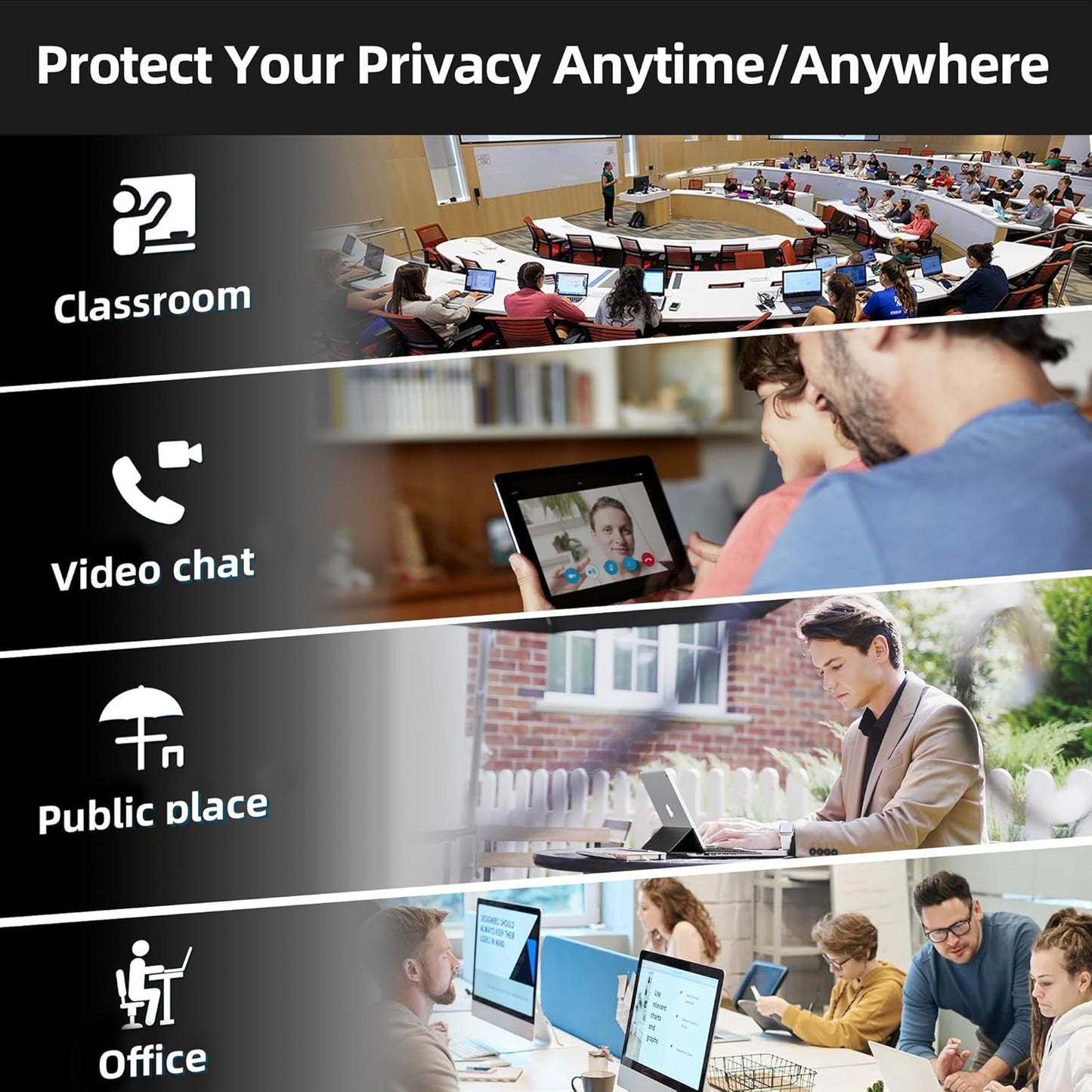 Laptop Privacy Screen 14 Inch Compatible with HP/Dell/Acer/Samsung/Asus/Lenovo/Toshiba,16:10 Aspect Removable Anti Glare Blue Light Filter Protector, 14 in Laptop Privacy Screen Shield