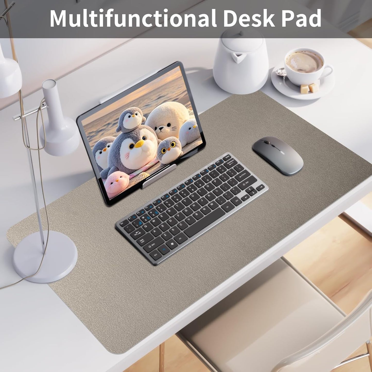 Bloss Leather Desk Pad and Keyboard Wrist Rest, Large Mouse Pad + Keyboard Pad+Mouse Wrist Support, Non-Slip Desk Mat Protector for Office, Home(31.5×15.7 Inches,Beige) - Colors B