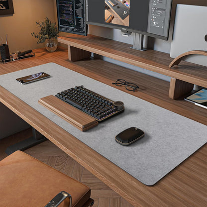 Felt Desk Mat | Computer Mat for Desk(36x12Inches) | Large Felt Mouse Pad and Keyboard Mat | Desk Protector for Office | Dark Gray