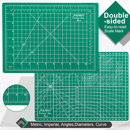 Density-upgraded 18"x12" Self Healing Cutting Mat, Idemeet Rotary Sewing Mat for Crafts, 5-Ply Blade Table Protector Cut Board for Fabric Leather Cutting Quilting Modeling Hobby Project, A3, Black