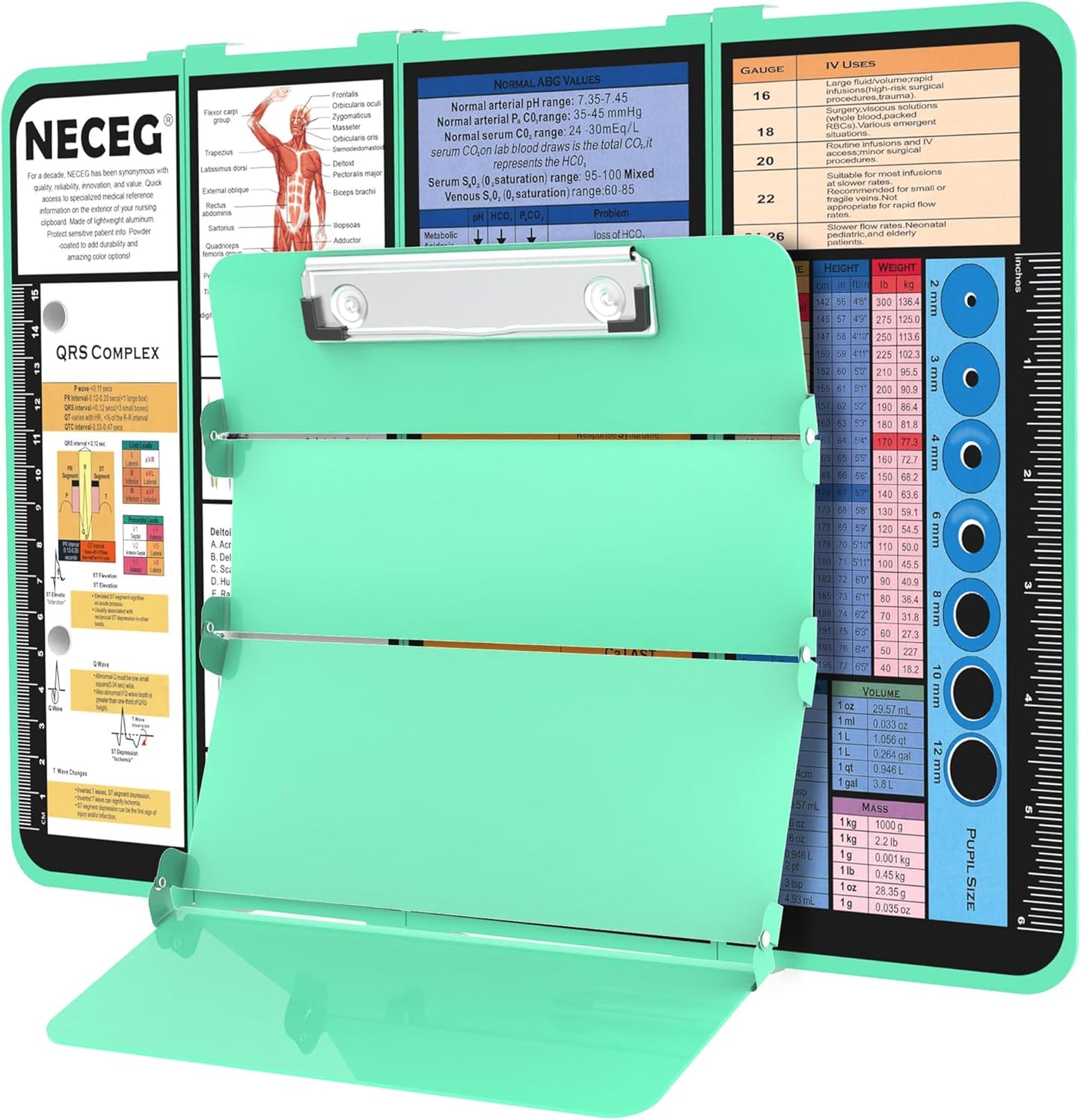 Nursing Clipboard Foldable-4 Layers Aluminum Nurse Foldable Clipboard Nursing Medical Edition Cheat Sheets, Pocket Size Pen Clip for Nurses Students School and Doctors-Pink