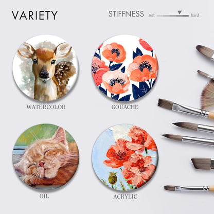 ARTIFY 25 Pieces Professional Paint Brush Set – Expert Series Synthetic Nylon Brushes for Acrylic, Oil, Watercolor, Gouache – No Shedding, Canvas Roll Case & Palette Knife, Artist Gifts Art Supplies