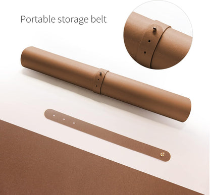 RENMTURE Dual-Sided Mouse Pad, Natural Cork & PU Leather Large Desk Pad for Office and Home Work, Desk Protector Non-Slip, Waterproof, Easy Clean (Olive Green, 32"x16")
