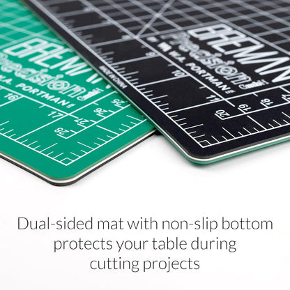 WA Portman 12x18 Inch Self Healing Cutting Mats for Crafts – Fabric Cutting Mat with Precision Craft Knife, 10#11 Hobby Knife Blades & Metal Ruler 18 Inch Cork Backed Ruler – All-in-One Craft Kit