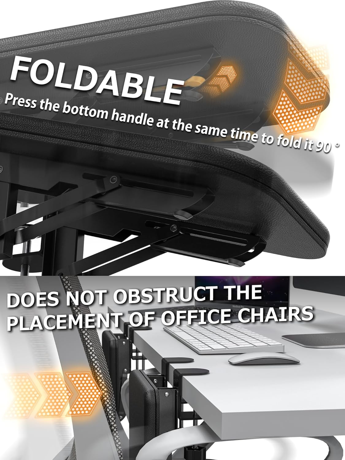 NODOCA Arm Rest for Desk, Ergonomics Wrist Rest, Desk Extender, Soft Sponge Built-in, Comfortable Arm Support for Desk, Wrapped in Eco-Friendly Leather, Foldable Elbow Rest for Desk(2, Black, 8.9'')