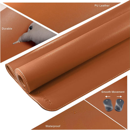 Mydours 40" x 20" Extra Large Desk Mat, PU Leather & Cork Desk Pad, Large XXL Desk Mouse Pad for Workstation, Office, Home, Computer Desk Mat with Keyboard & Mouse (Black)