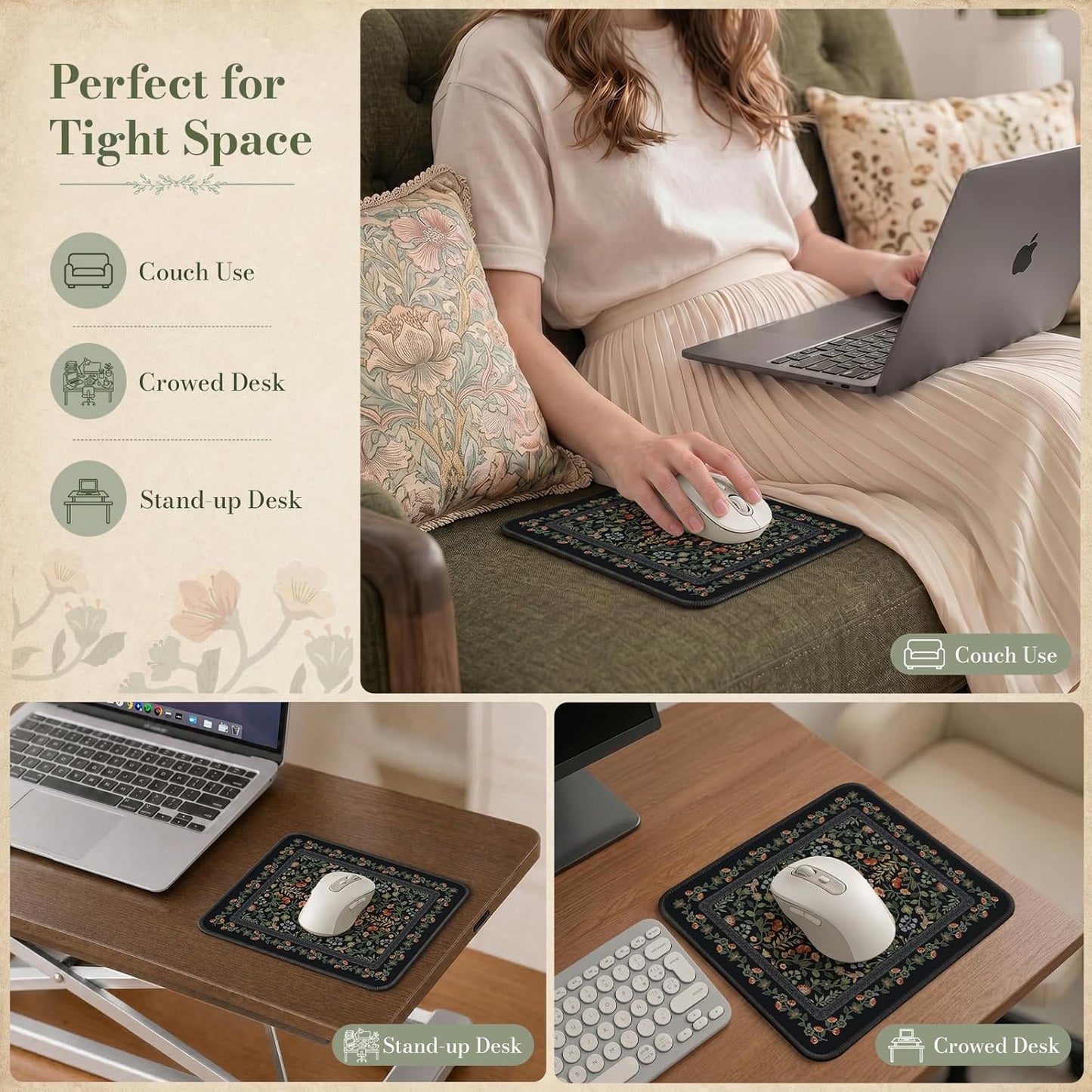 iCasso Desk Mat for Keyboard and Mouse, Large Mouse Pad, Desk Pad Mat, Anti-Slip Big Mousepad with Stitched Edges for Computer Desktop(Deep Green)