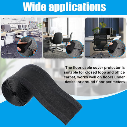 WILLBOND Carpet Cord Cover Cable Protector Floor Cover Cable Protector Management Only for Commercial Office Carpet(19.69 ft,Black)