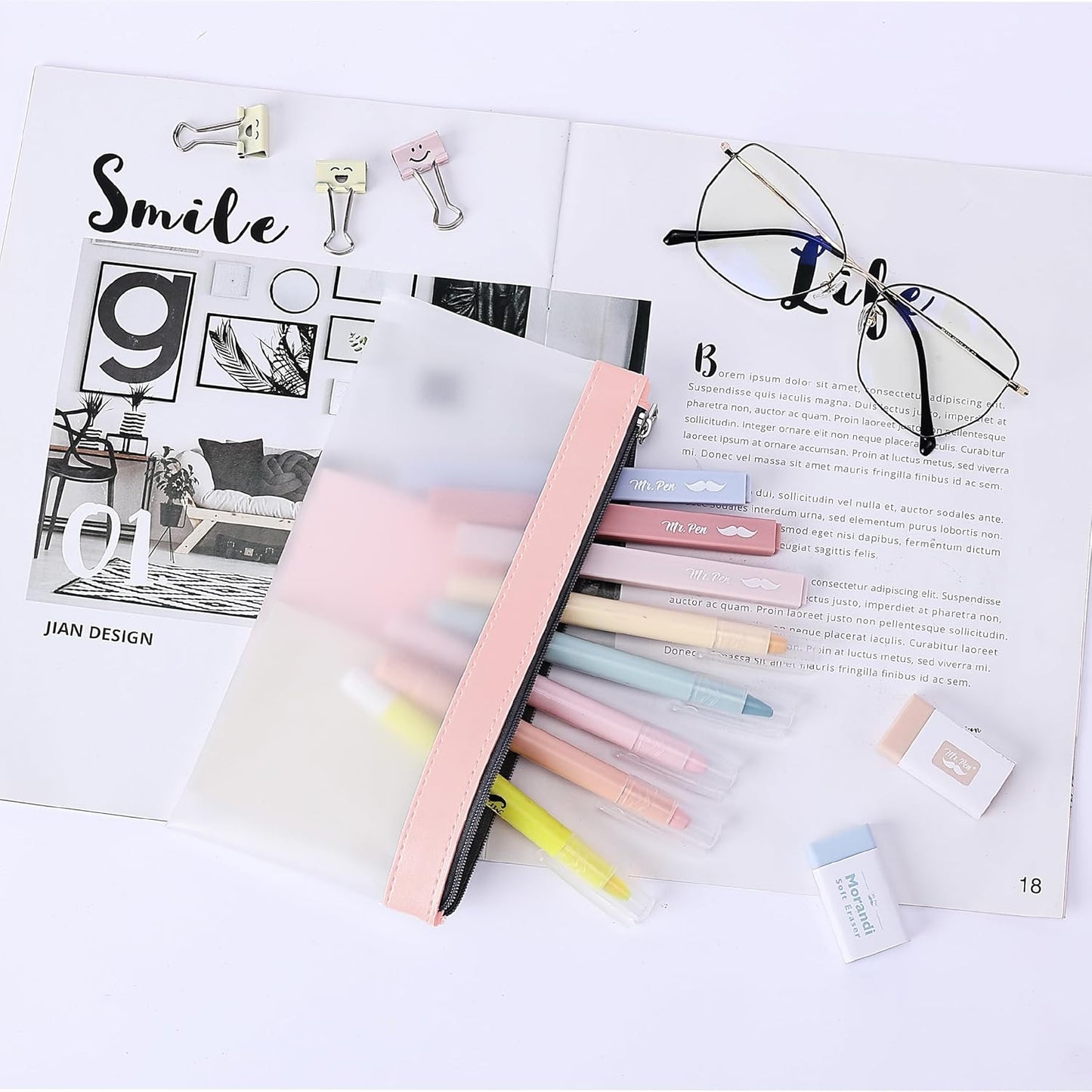 Mr. Pen- Clear Pencil Pouch, 8.50"x4.25", 3 Pack, Durable TPU Material, Medium Water-Resistant Pencil Bags with Smooth Zipper, Multipurpose Clear Pouch for Stationery, School, Office, Travel Supplies