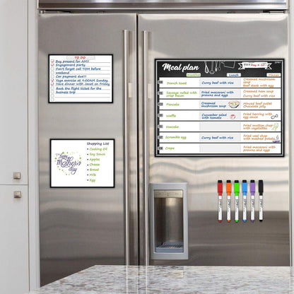 JJPRO Magnetic Dry Erase Meal Planning Whiteboard for Refrigerator-Magnetic Weekly Planner for Fridge-One Bonus Notepad whiteboard-Refrigerator Organizer with Weekly Planning Boards