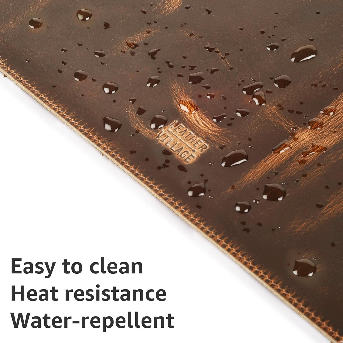 LEATHER VILLAGE Real Leather Desk Pad (3mm) Thick Double Layer Desk Mat Cover Blotter Large Full Grain Protector for Keyboard, Mouse & Laptop – Office Table Mat & Desktop Accessories–(32''x16'')-Tan