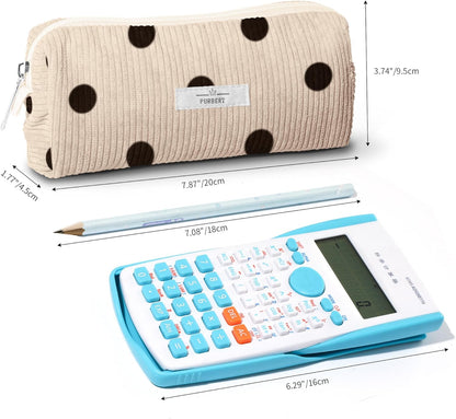 Pencil Bag Pen Case, Soft Corduroy Small Pencil Pouch Organizer with Zipper, Cute Pencil Case Pouch Stationery for Girls and Boys – Apricot