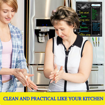 Magnetic Weekly Meal Planner for Fridge – 16” x 12” Dry Erase Menu Board with Grocery List & Notes – Stain-Resistant Whiteboard for Family Meal Planning Includes 3 Magnetic Markers & Eraser