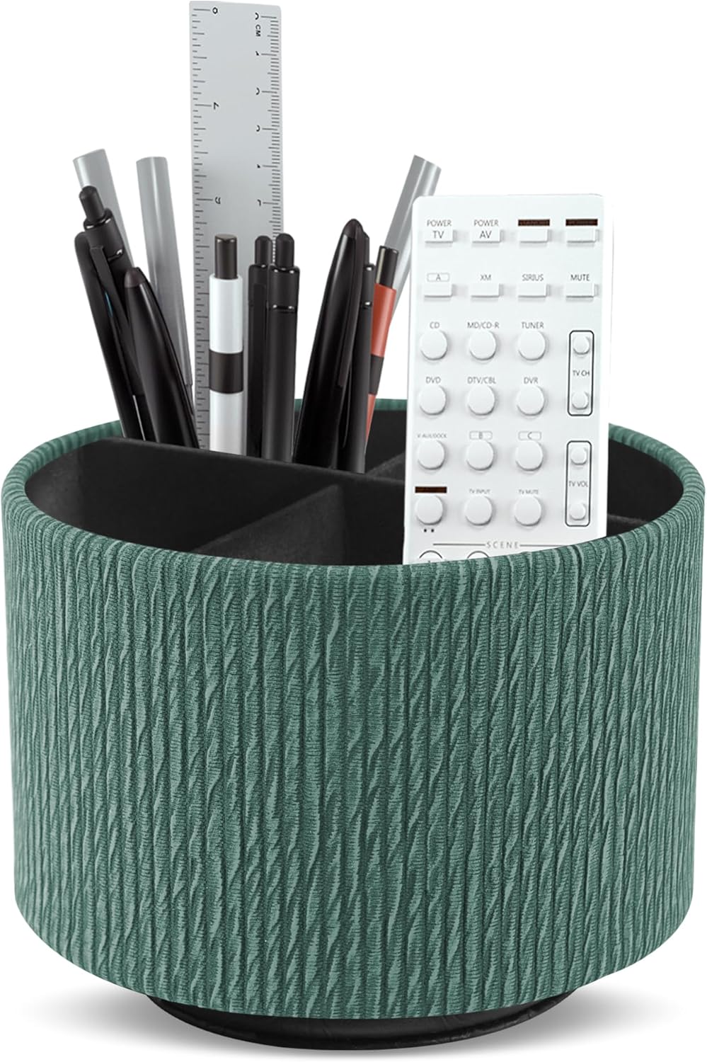 Round Leather Art Supply Organizer,Remote Control Holder,360 Degree Rotating,Multi-Functional Pencil Holder,4 Compartments Desktop Stationary Organizer(1-Fractal Flower) | Round - Colors B