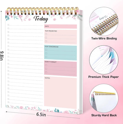 104 Pgs To Do List Notepad - Daily Planner Notepad Undated 52 Duplex-Printed Undated Sheets Tear Off, 6.5" x 9.8" Checklist Productivity Organizer with Hourly Schedule for Tasks