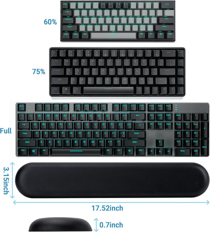 ASFSKY RGB Keyboard Wrist Rest, Ergonomic Wooden Wrist Support with PU Leather & Memory Foam, Non-Slip and Easy-to-Clean Design, Wrist Pad for Mechanical Keyboard, Gaming & Office Use