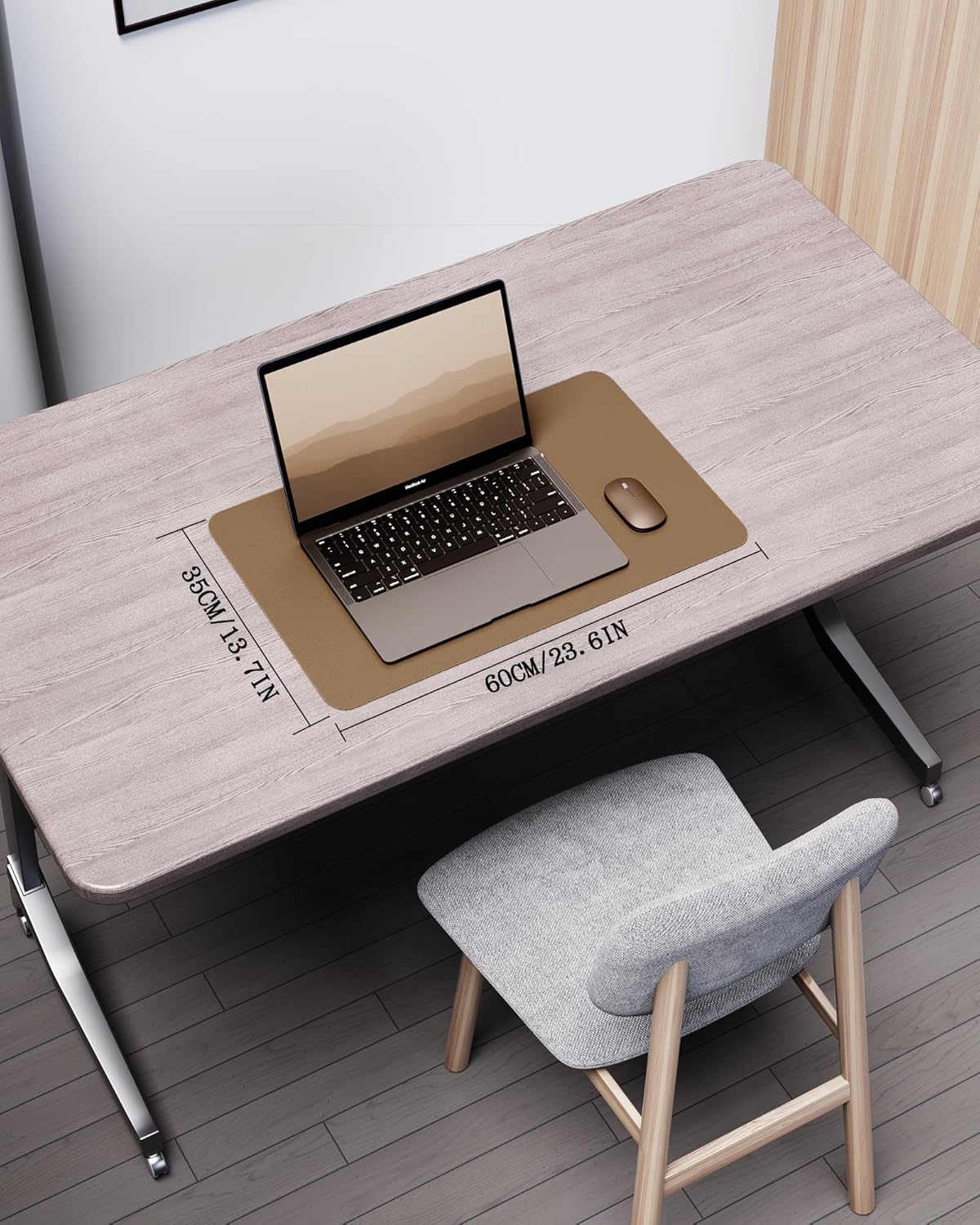 YSAGi Double-Sided Desk Pad, 31.5"x15.7"Leather Desk Mat, Eco Cork Desk Pad Protector,Large Mouse Pad,Waterproof Desk Blotter for Office/Home(Coffee)