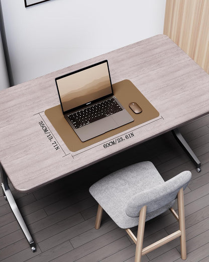 YSAGi Double-Sided Desk Pad, 31.5"x15.7"Leather Desk Mat, Eco Cork Desk Pad Protector,Large Mouse Pad,Waterproof Desk Blotter for Office/Home(Coffee)