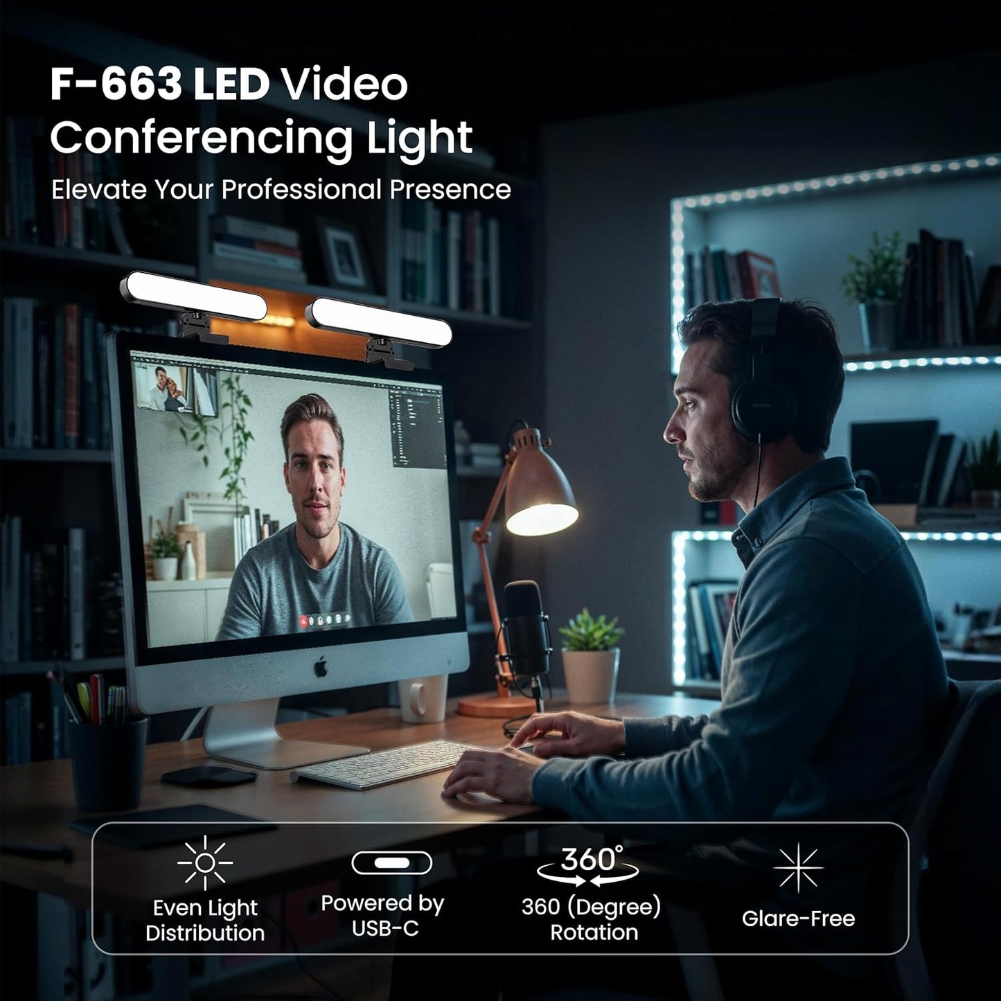Monitor Light Bar for Computer & Laptop – Remote&Touch Control, Streaming Video Light, Adjustable Key Light for Desk & Zoom Meetings, Screen Lamp with Remote Control, USB Powered Computer Light