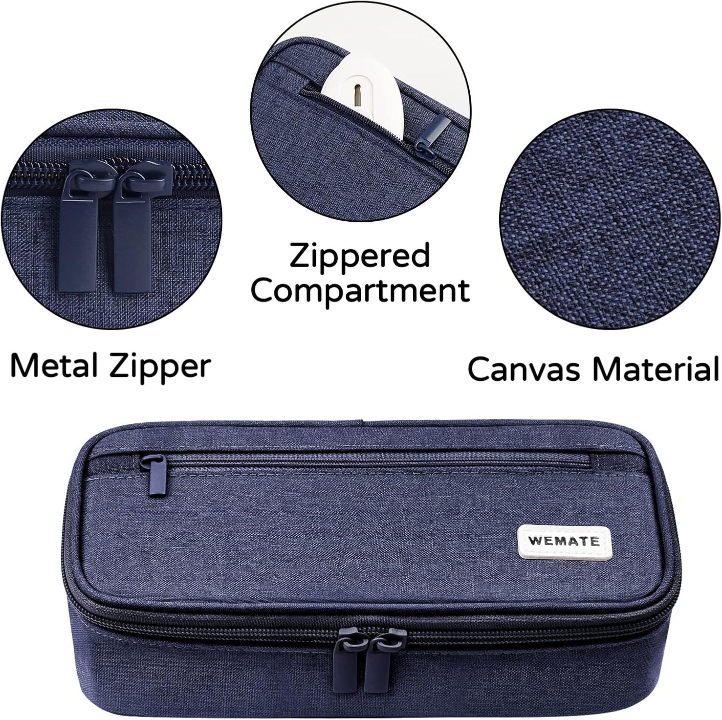 WEMATE Pencil Case, Large Storage Organizer, Makeup Bag, Teacher Must - have, Big Pencil Pouch, Marker Case for College