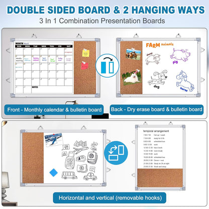 Weekly Planner Whiteboard, Weekly Dry Erase Board for Wall 16" x 12", Double-Sided Weekly Calendar Whiteboard with Pen Tray & Hook, Hanging Writing Schedule Board for Home, School, Office