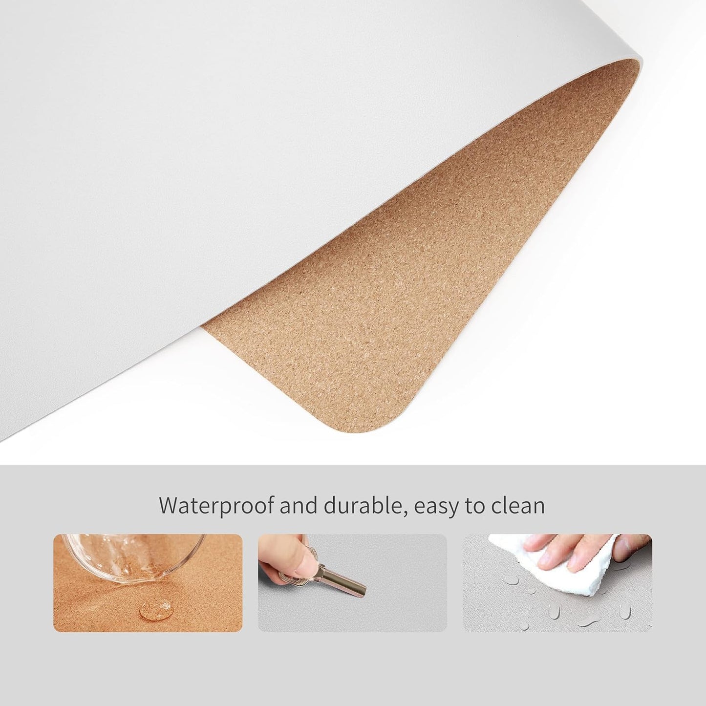 RENMTURE Dual-Sided Mouse Pad, Natural Cork & PU Leather Large Desk Pad for Office and Home Work, Desk Protector Non-Slip, Waterproof, Easy Clean (Olive Green, 32"x16")