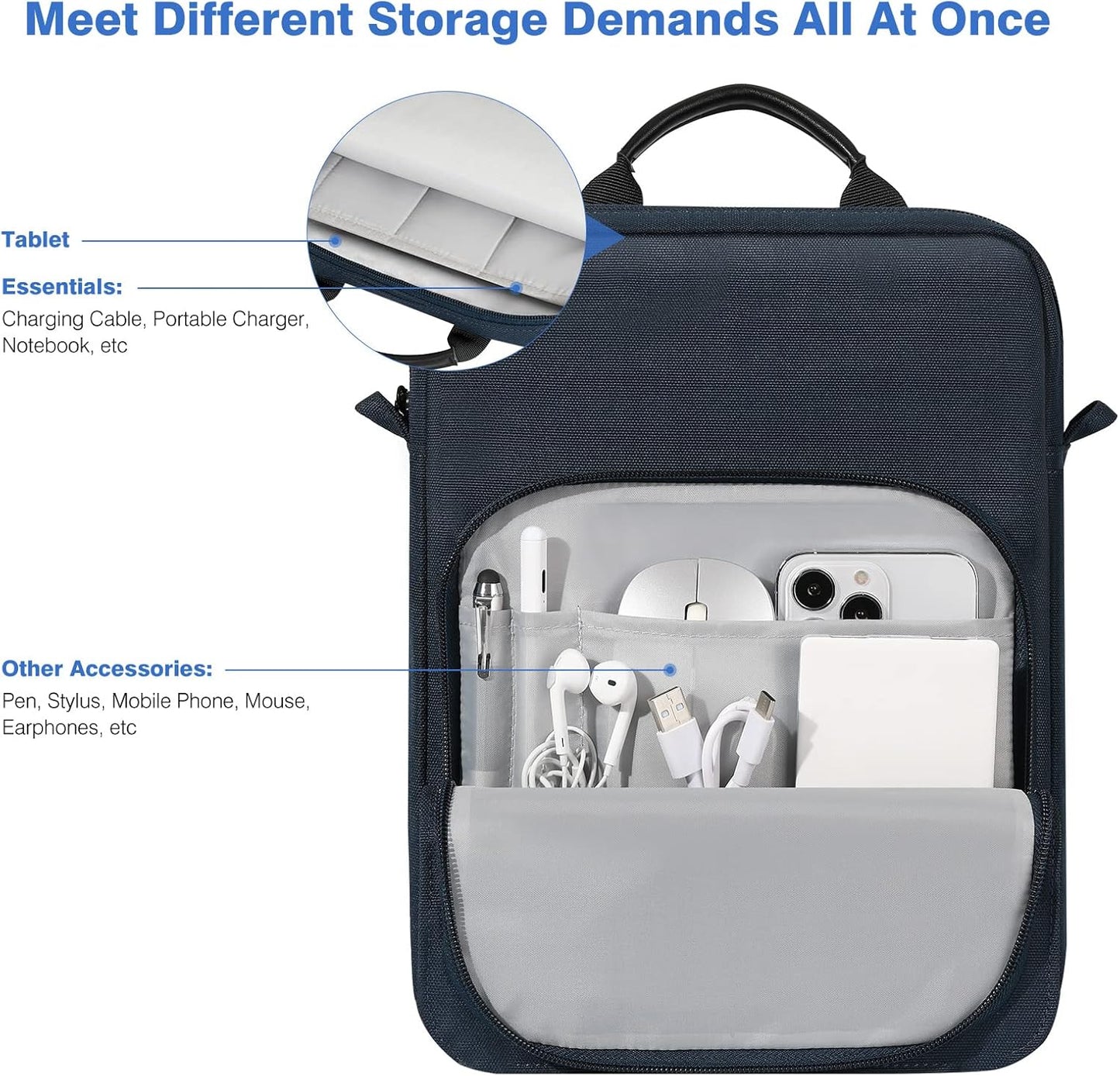 Dadanism 9-11 Inch Tablet Sleeve Bag Carrying Case with Shoulder Strap for iPad (A16) 11", iPad 10th Gen 10.9", iPad Air M4/Pro M5 11", iPad 9/8/7th 10.2", Galaxy Tab A11+ Plus 11", Cloudy Pink