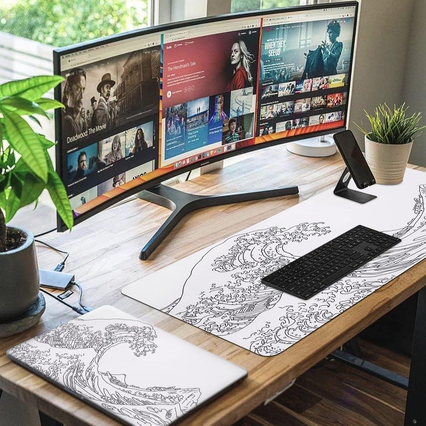 iCasso Desk Cover Mat, Office Mouse Pad, Desk Protector Mat, Extra Large Matt for Desktop,Anti-Slip XXL Big Mousepad with Stitched Edges for Computer Keyboard Retro Black - Colors B