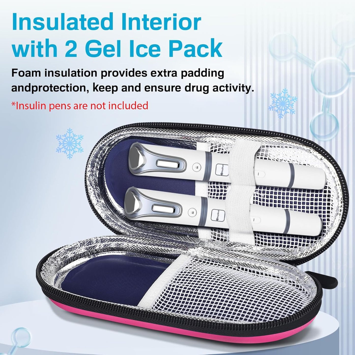 MOSLA Insulin Cooler Travel Case with 2 Reusable Ice Packs for Insulin Pen Portable Medical Cooler Bag for Diabetes and Other Diabetic Supplies for The Daily Life and Trip