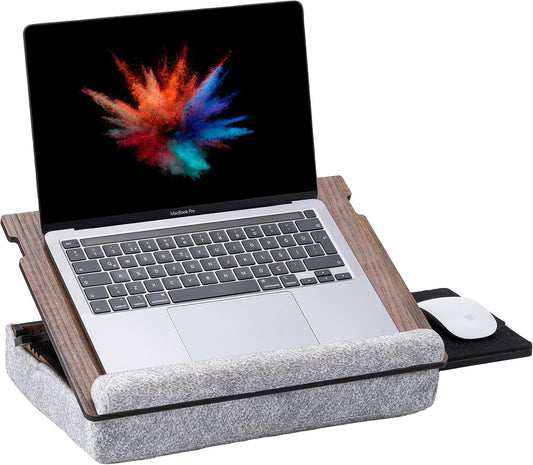Vigo Wood Lap Desk for Laptop - Laptop Tray with Cushion, Portable Lap Desk for Lap, Adjustable Lapdesk, Couch Lap top Table for Work, Ergonomic Lap top Stand for Bed