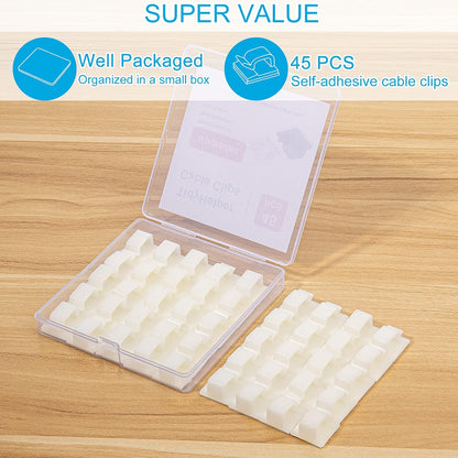 60 PCS Adhesive Cable Clips, Upgraded Wall Wire Clips for Cable Management, Strong Cord Clips Wire Holders for The Wall, Under Desk, Christmas Lights, Car, Dash Cam, Ethernet, Electric Wires Small