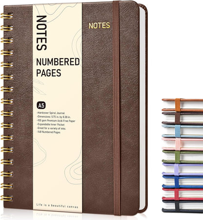 Graph Spiral Journal Notebook, A5 Hardcover Spiral Journals for Women Men, 100 GSM Graph Paper Notebooks, 150 Pages Spiral Bound Grid Notebook for Writing Note Taking Work 5.75" x 8.38" Olive Green