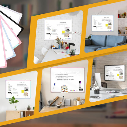 Small Dry Erase Board for Wall, 16" x 12" Double-Sided Hanging Whiteboard, Magnetic White Board with 4 Markers, 4 Magnets and 3 Mini Sticky Notes, Portable Whiteboard for Kids, School, Home, Office