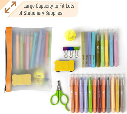 Mr. Pen- Clear Pencil Pouch, 8.50"x4.25", 3 Pack, Durable TPU Material, Medium Water-Resistant Pencil Bags with Smooth Zipper, Multipurpose Clear Pouch for Stationery, School, Office, Travel Supplies