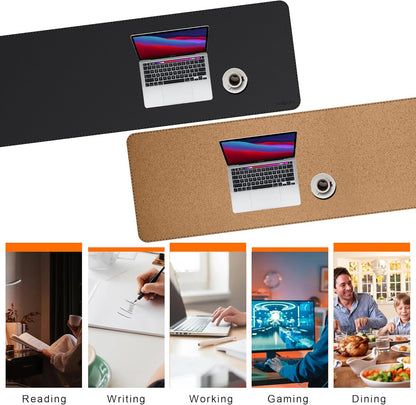 Mydours 40" x 20" Extra Large Desk Mat, PU Leather & Cork Desk Pad, Large XXL Desk Mouse Pad for Workstation, Office, Home, Computer Desk Mat with Keyboard & Mouse (Black)