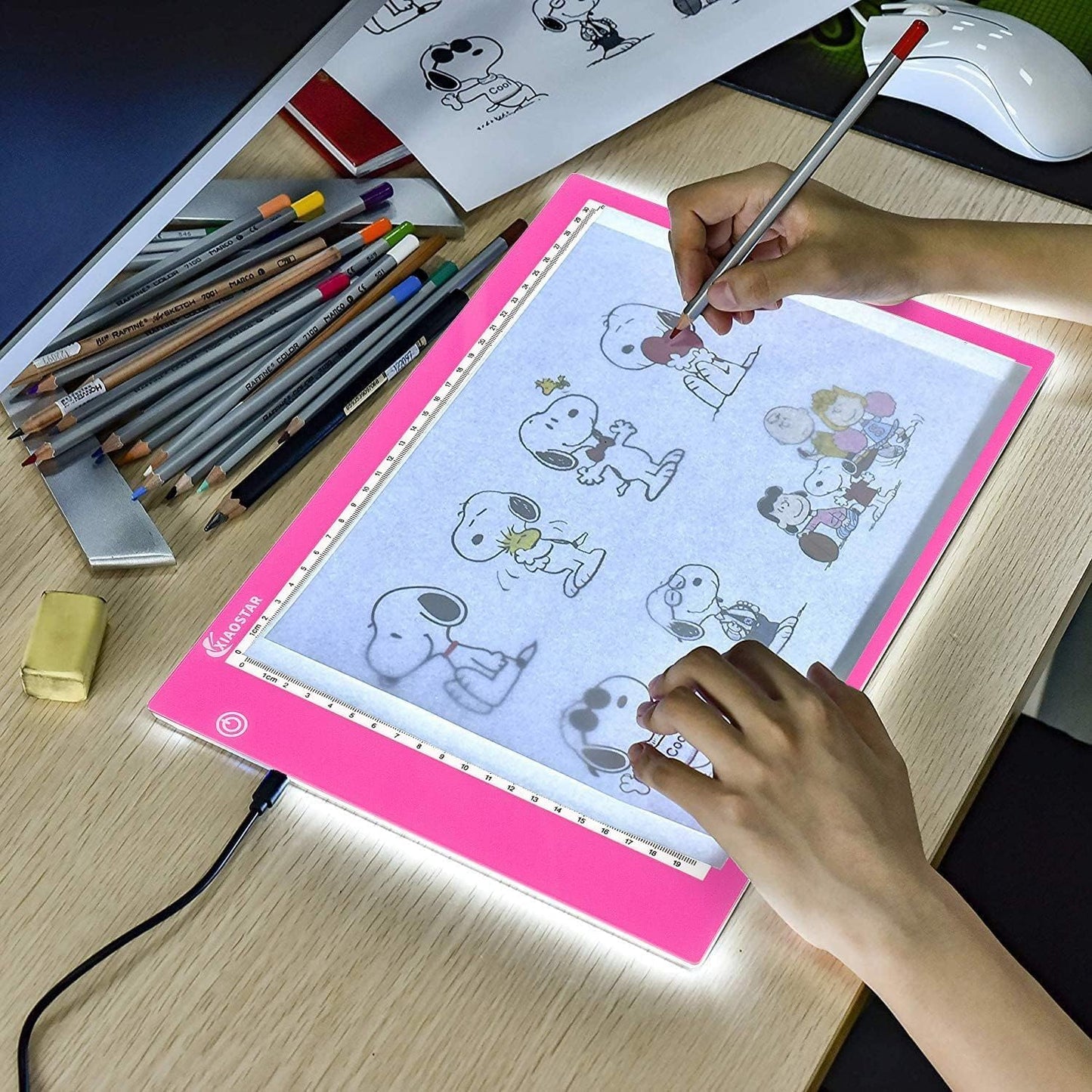 XIAOSTAR Light Box Drawing Pad A5, Tracing Board with Micro USB Cord Charge Cable and Brightness Adjustable for Artists, AnimationDrawing, Sketching, Animation, X-ray Viewing (A5) Not Rechargeable