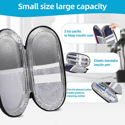MOSLA Insulin Cooler Travel Case with 2 Reusable Ice Packs for Insulin Pen Portable Medical Cooler Bag for Diabetes and Other Diabetic Supplies for The Daily Life and Trip