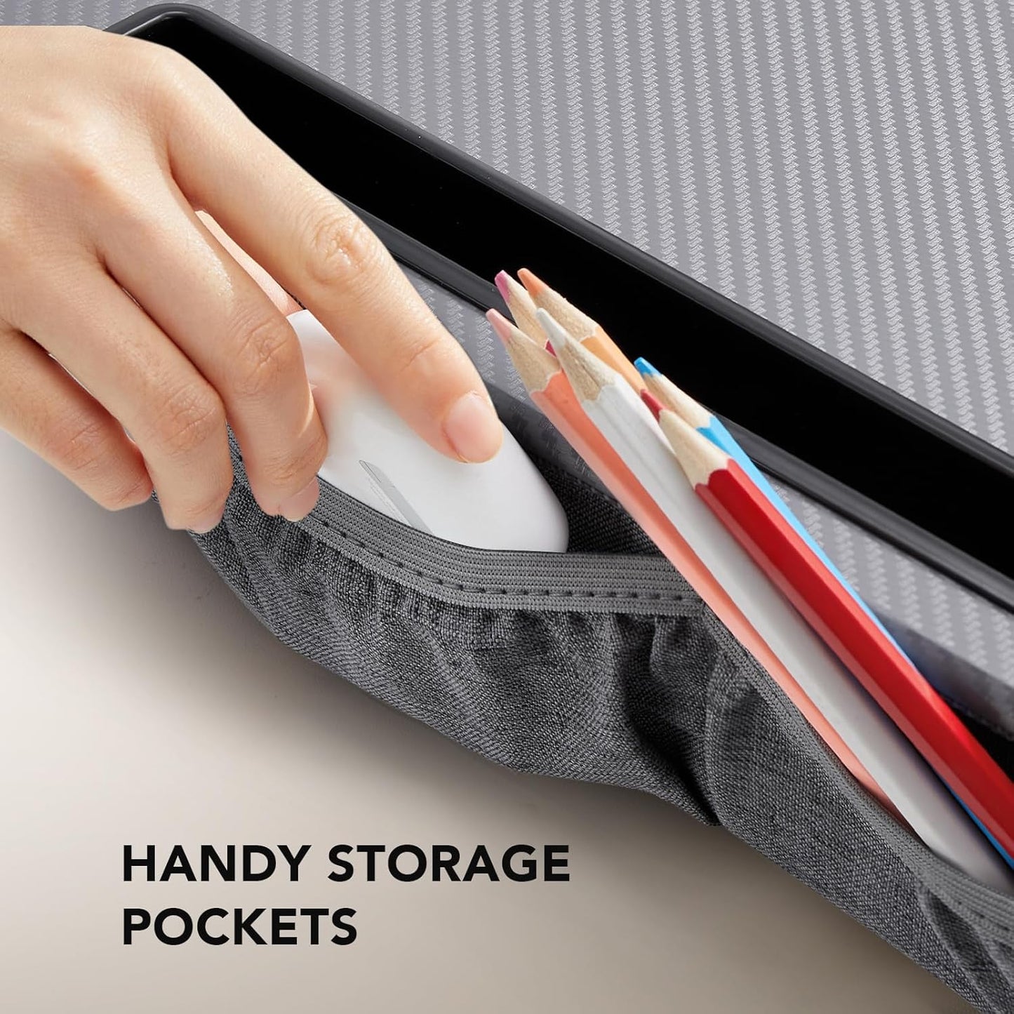 HUANUO Laptop Lap Desk - Portable Lap Desk with Pillow Cushion, Fits up to 15.6 inch Laptop, with Anti-Slip Strip & Storage Function for Home Office Students Use as Computer Laptop Stand, Book Tablet