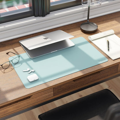 Smead Desk Pad, Vegan Leather Desk Mat with Non-Slip Faux Suede Backing, Perfect Desk Organizer for Office Decor, 31.5” x 15.7” Medium, Sandstone (64831)