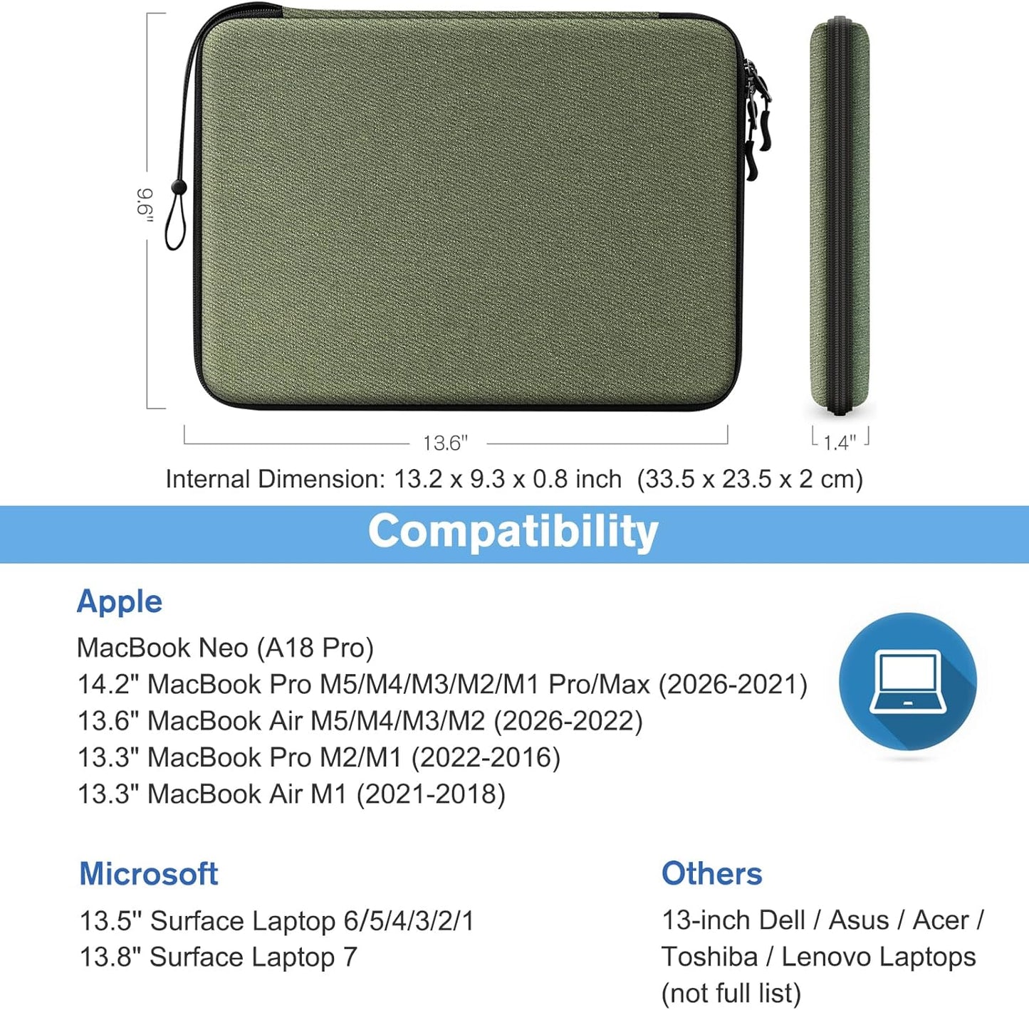 FINPAC Hard Laptop Sleeve Case for MacBook Neo A18 Pro,13 inch MacBook Air 2026 M5/M4/M3/M2/M1,14 inch MacBook Pro 2026 M5/M4/M3/M2 Pro/Max,Waterproof Case for Dell,Surface Laptop,HP,Acer,Black | Hard