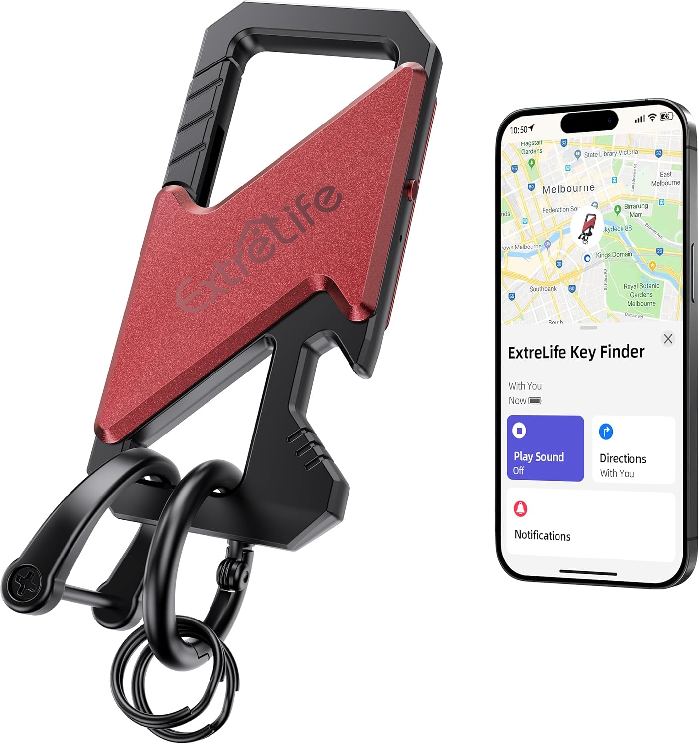 Keychain, Works with Apple Find My, Heavy Duty Keychain Bottle Opener, Carabiner Car Key Chains for Men & Women, Car Key Fob Holder, Anti-Lost Keys Tracker, Smart Keys Finder, Rechargeable, Black