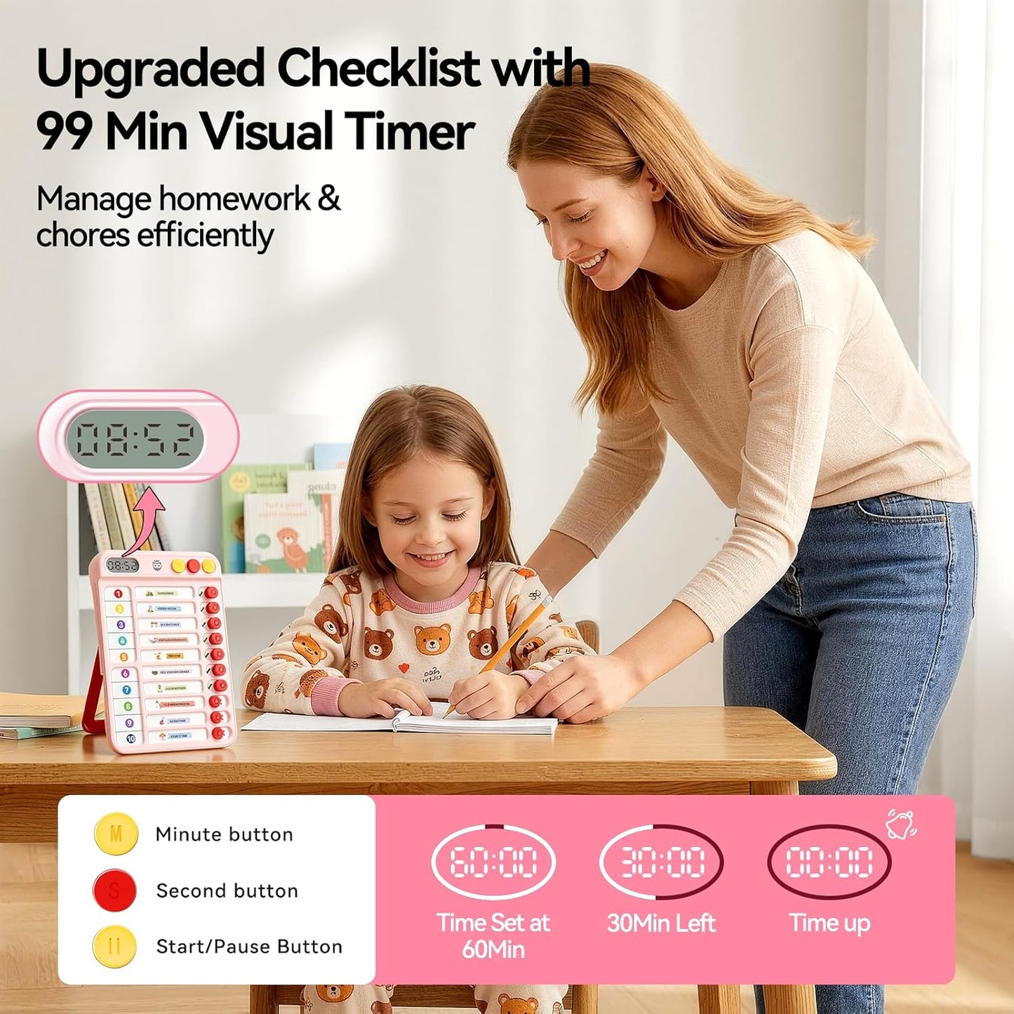 Chore Chart for Kids, Checklist Planning Board with Sliders, 19 Personalizable Sheets and Magnetic Marker, ADHD Tools for Kids to Do List Routine Chart Visual Schedule Board with Stand