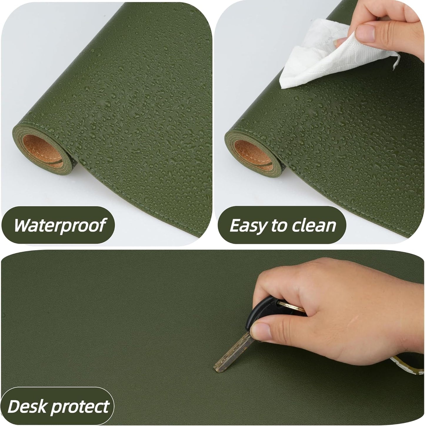 Desk Pad Mat Dual-Sided Natural Cork and PU Leather Non-Slip Water-Resistant Desk Matt for Desktop