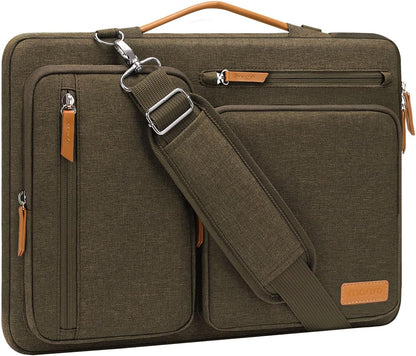MOSISO 360 Protective Laptop Shoulder Bag,15-15.6 inch Computer Bags Compatible with MacBook Pro 16 inch, HP, Dell, Lenovo, Asus Notebook,Side Open Messenger Bag with 4 Zipper Pockets, Gray